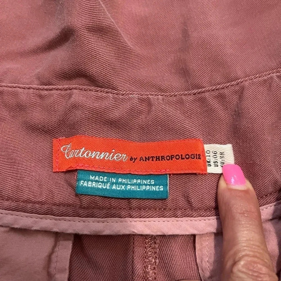 Cartonnier by Anthropologie Rose high waist tie front tapered flowy pants. 6 - Picture 4 of 8